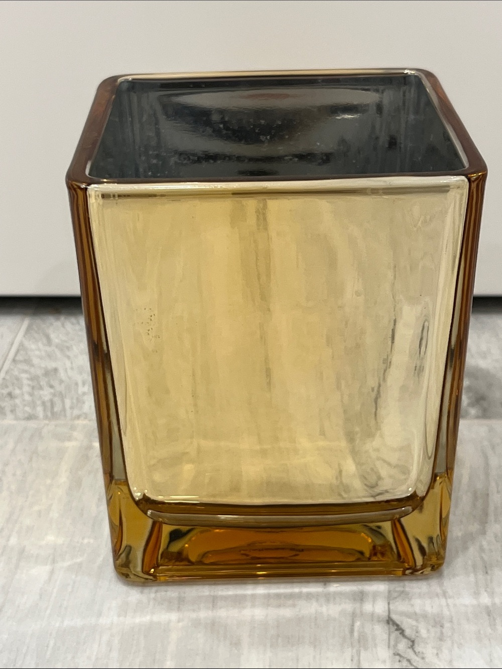 Amber/Gold Glass Square Vase - Home Accents